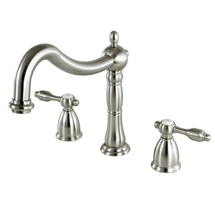 Kingston Heirloom KS1348TAL - Tudor Two-Handle 3-Hole Deck Mount Roman Tub Faucet, Brushed Nickel