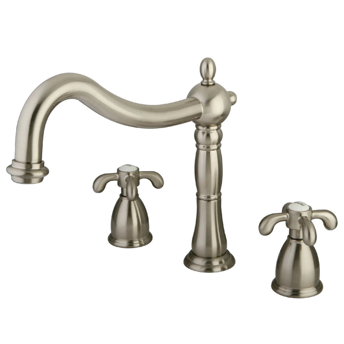 Kingston Heirloom KS1348TX - French Country Two-Handle 3-Hole Deck Mount Roman Tub Faucet, Brushed Nickel