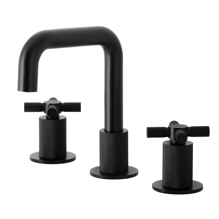 Kingston Sona KS1410KNX - Convergent Two-Handle 3-Hole Deck Mount Widespread Bathroom Faucet with Push Pop-Up Drain, Matte Black