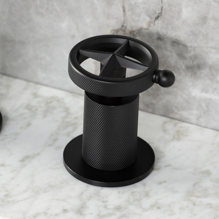 Kingston Sona KS1410RNK - Levante Two-Handle 3-Hole Deck Mount Widespread Bathroom Faucet with Push Pop-Up Drain, Matte Black