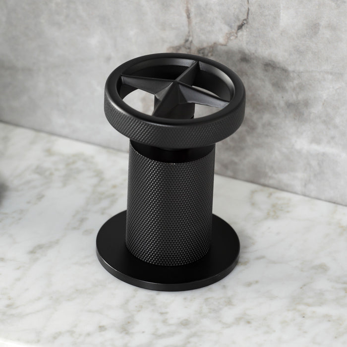 Kingston Sona KS1410RNX - Ostro Two-Handle 3-Hole Deck Mount Widespread Bathroom Faucet with Push Pop-Up Drain, Matte Black