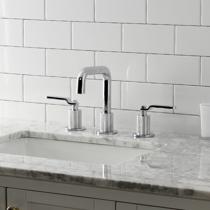 Kingston Sona KS1411KL - Whitaker Two-Handle 3-Hole Deck Mount Widespread Bathroom Faucet with Push Pop-Up Drain, Polished Chrome