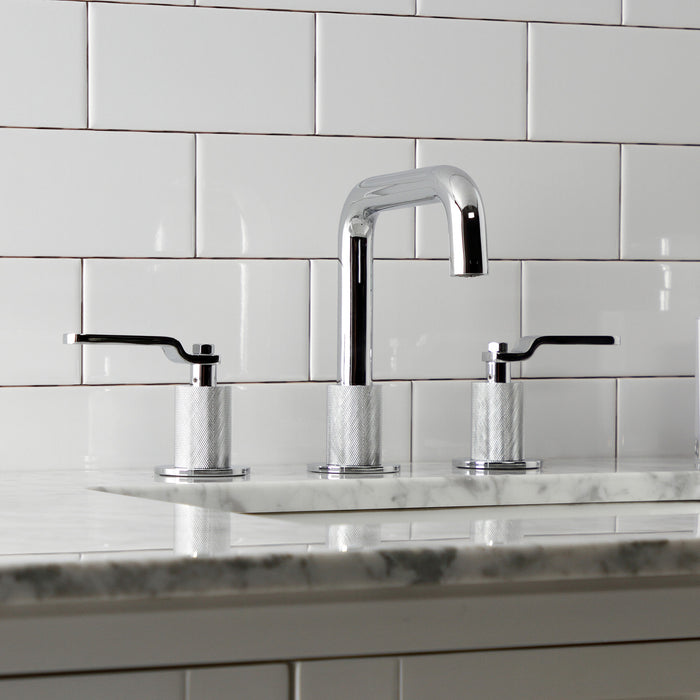 Kingston Sona KS1411KL - Whitaker Two-Handle 3-Hole Deck Mount Widespread Bathroom Faucet with Push Pop-Up Drain, Polished Chrome