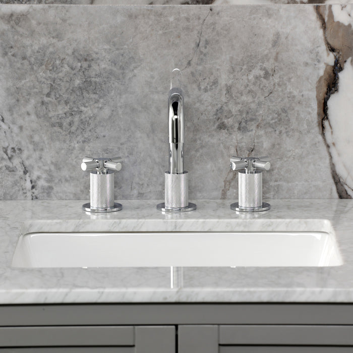 Kingston Sona KS1411KNX - Convergent Two-Handle 3-Hole Deck Mount Widespread Bathroom Faucet with Push Pop-Up Drain, Polished Chrome