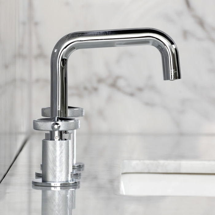 Kingston Sona KS1411RNK - Levante Two-Handle 3-Hole Deck Mount Widespread Bathroom Faucet with Push Pop-Up Drain, Polished Chrome