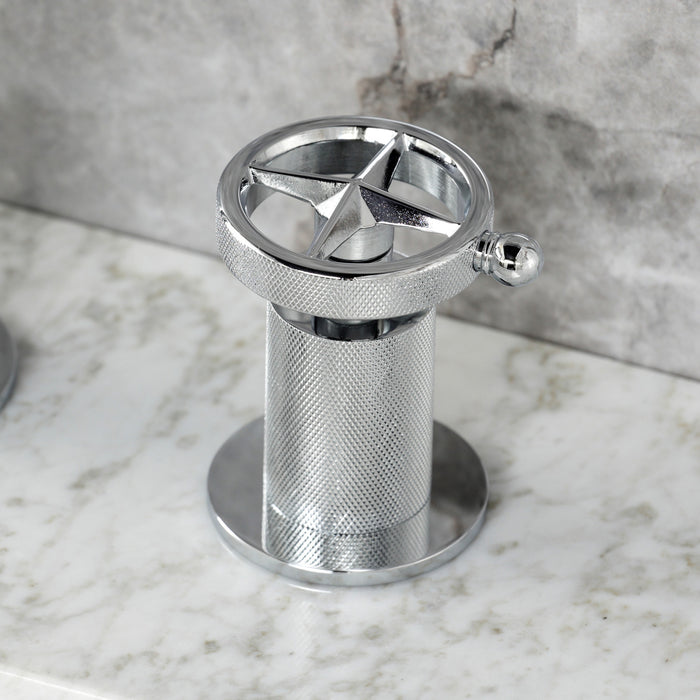 Kingston Sona KS1411RNK - Levante Two-Handle 3-Hole Deck Mount Widespread Bathroom Faucet with Push Pop-Up Drain, Polished Chrome