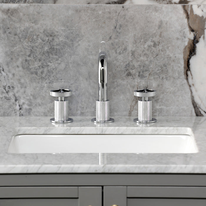 Kingston Sona KS1411RNX - Ostro Two-Handle 3-Hole Deck Mount Widespread Bathroom Faucet with Push Pop-Up Drain, Polished Chrome