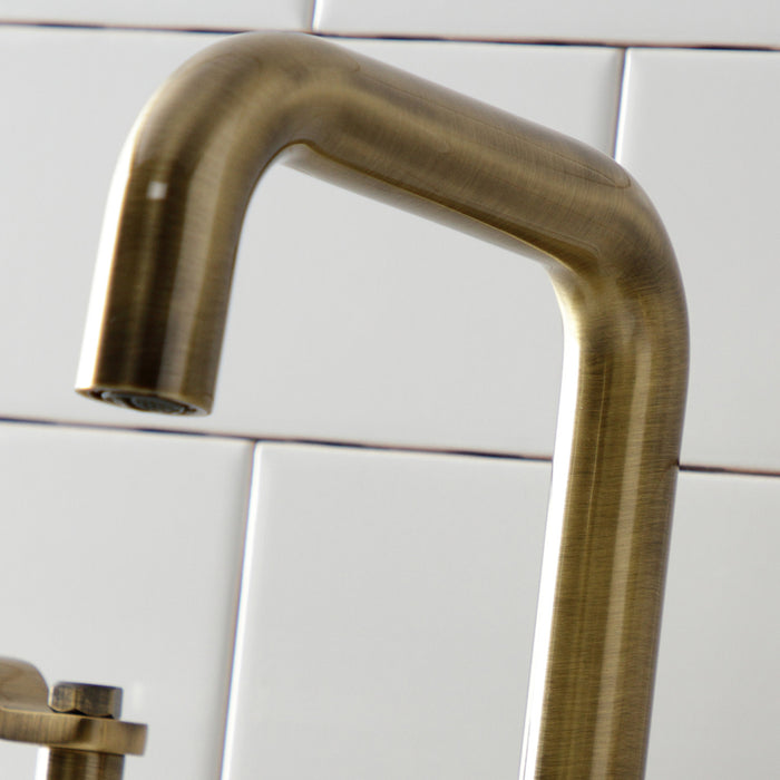 Kingston Sona KS1413KL - Whitaker Two-Handle 3-Hole Deck Mount Widespread Bathroom Faucet with Push Pop-Up Drain, Antique Brass