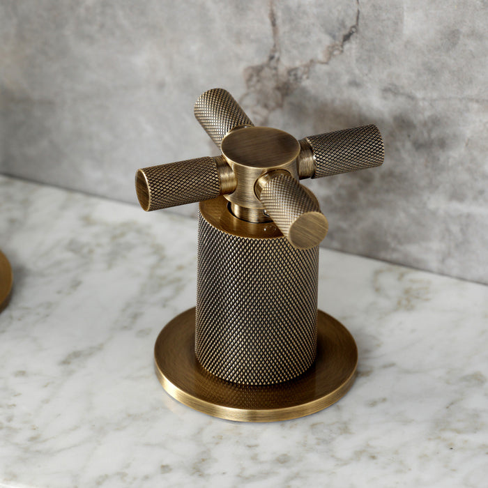 Kingston Sona KS1413KNX - Convergent Two-Handle 3-Hole Deck Mount Widespread Bathroom Faucet with Push Pop-Up Drain, Antique Brass