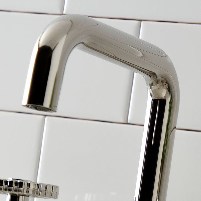 Kingston Sona KS1416CG - Fuller Two-Handle 3-Hole Deck Mount Widespread Bathroom Faucet with Push Pop-Up Drain, Polished Nickel