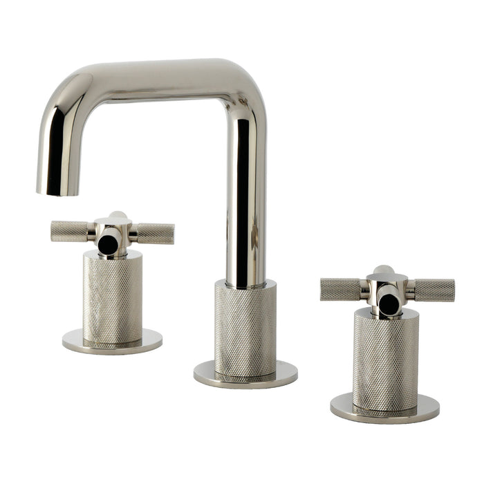Kingston Sona KS1416KNX - Convergent Two-Handle 3-Hole Deck Mount Widespread Bathroom Faucet with Push Pop-Up Drain, Polished Nickel