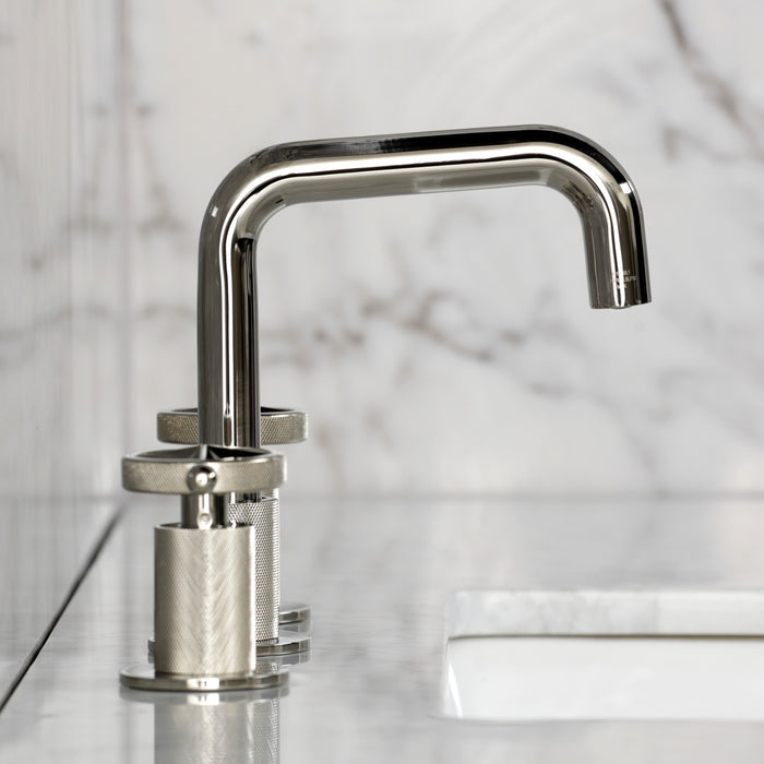 Kingston Sona KS1416RNK - Levante Two-Handle 3-Hole Deck Mount Widespread Bathroom Faucet with Push Pop-Up Drain, Polished Nickel