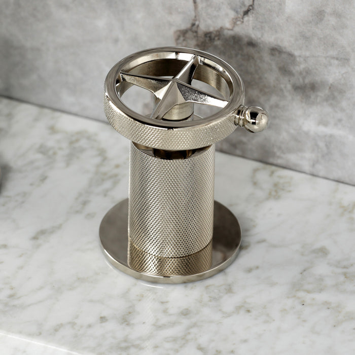 Kingston Sona KS1416RNK - Levante Two-Handle 3-Hole Deck Mount Widespread Bathroom Faucet with Push Pop-Up Drain, Polished Nickel