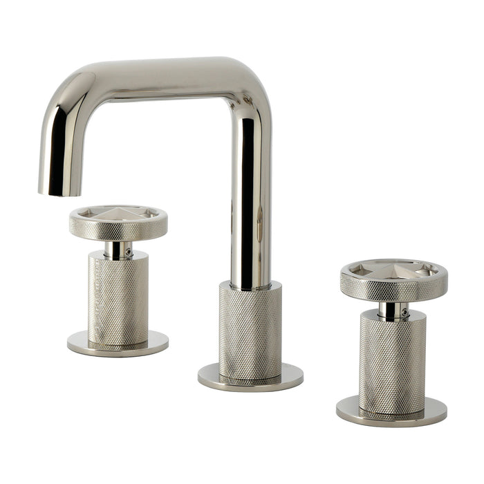 Kingston Sona KS1416RNX - Ostro Two-Handle 3-Hole Deck Mount Widespread Bathroom Faucet with Push Pop-Up Drain, Polished Nickel