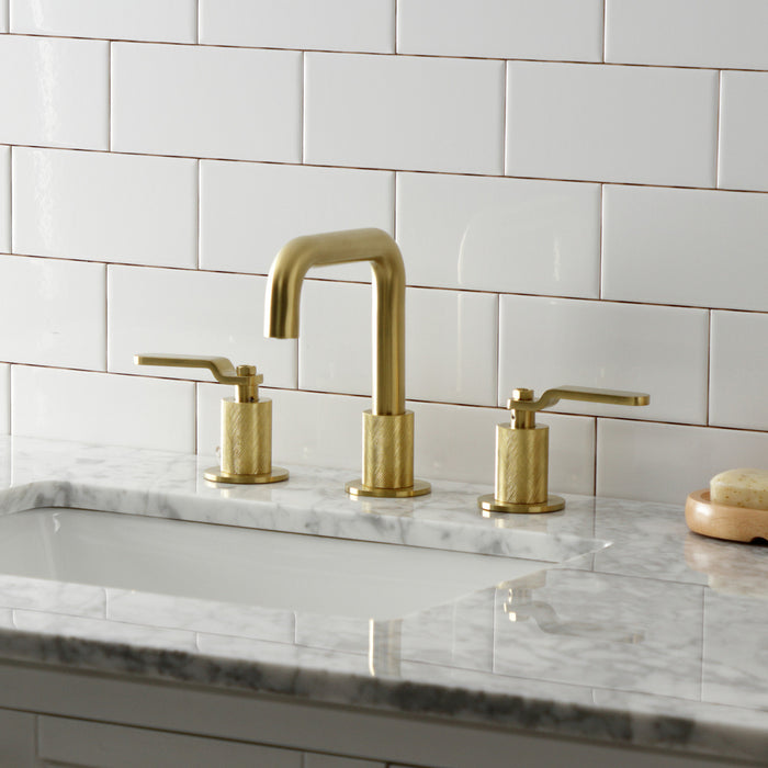 Kingston Sona KS1417KL - Whitaker Two-Handle 3-Hole Deck Mount Widespread Bathroom Faucet with Push Pop-Up Drain, Brushed Brass