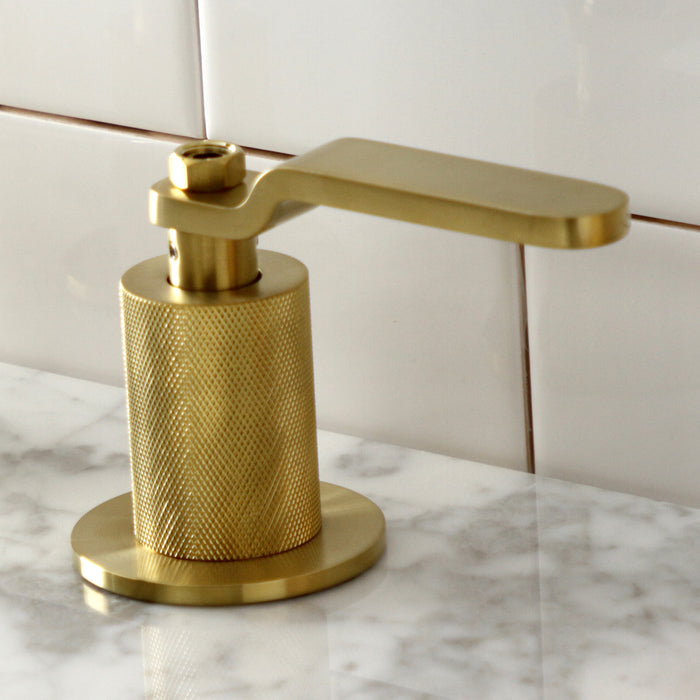 Kingston Sona KS1417KL - Whitaker Two-Handle 3-Hole Deck Mount Widespread Bathroom Faucet with Push Pop-Up Drain, Brushed Brass