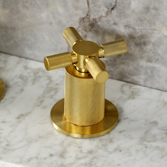 Kingston Sona KS1417KNX - Convergent Two-Handle 3-Hole Deck Mount Widespread Bathroom Faucet with Push Pop-Up Drain, Brushed Brass