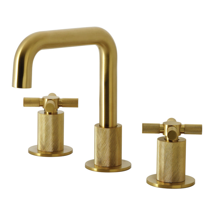 Kingston Sona KS1417KNX - Convergent Two-Handle 3-Hole Deck Mount Widespread Bathroom Faucet with Push Pop-Up Drain, Brushed Brass
