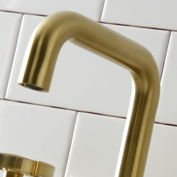 Kingston Sona KS1417RX - Belknap Two-Handle 3-Hole Deck Mount Widespread Bathroom Faucet with Push Pop-Up Drain, Brushed Brass