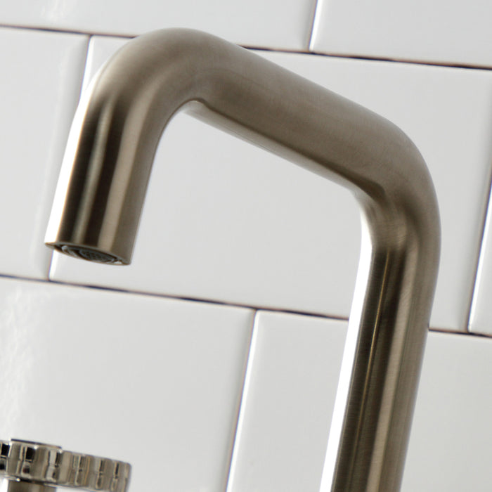 Kingston Sona KS1418CG - Fuller Two-Handle 3-Hole Deck Mount Widespread Bathroom Faucet with Push Pop-Up Drain, Brushed Nickel