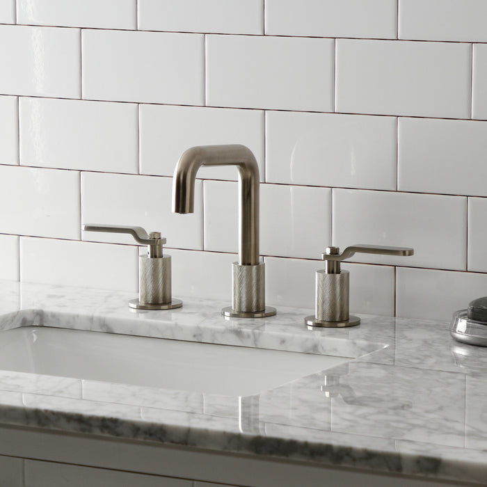 Kingston Sona KS1418KL - Whitaker Two-Handle 3-Hole Deck Mount Widespread Bathroom Faucet with Push Pop-Up Drain, Brushed Nickel