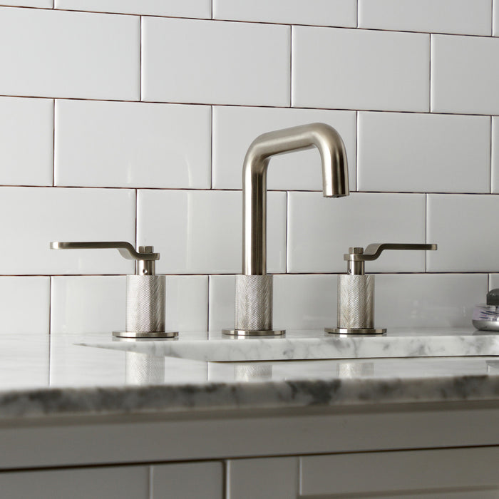 Kingston Sona KS1418KL - Whitaker Two-Handle 3-Hole Deck Mount Widespread Bathroom Faucet with Push Pop-Up Drain, Brushed Nickel