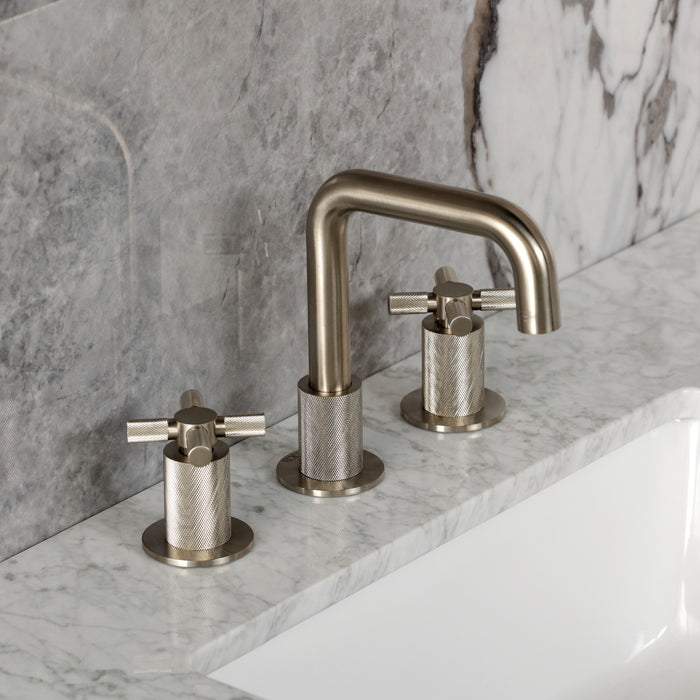 Kingston Sona KS1418KNX - Convergent Two-Handle 3-Hole Deck Mount Widespread Bathroom Faucet with Push Pop-Up Drain, Brushed Nickel