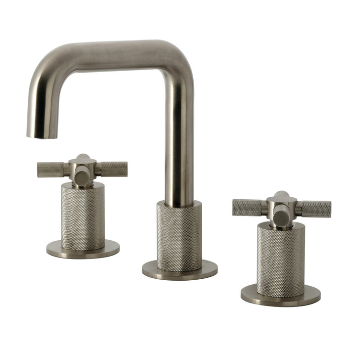 Kingston Sona KS1418KNX - Convergent Two-Handle 3-Hole Deck Mount Widespread Bathroom Faucet with Push Pop-Up Drain, Brushed Nickel
