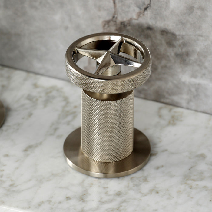 Kingston Sona KS1418RNX - Ostro Two-Handle 3-Hole Deck Mount Widespread Bathroom Faucet with Push Pop-Up Drain, Brushed Nickel