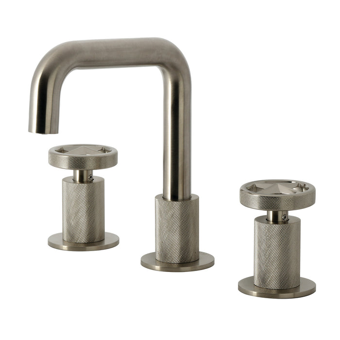 Kingston Sona KS1418RNX - Ostro Two-Handle 3-Hole Deck Mount Widespread Bathroom Faucet with Push Pop-Up Drain, Brushed Nickel