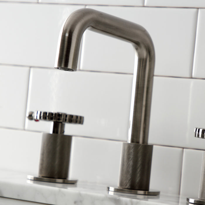 Fuller KS141BSSCG Two-Handle 3-Hole Deck Mount Widespread Bathroom Faucet with Push Pop-Up Drain, Black Stainless