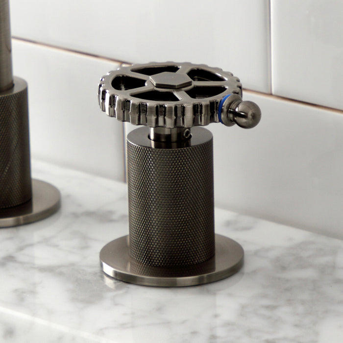 Fuller KS141BSSCG Two-Handle 3-Hole Deck Mount Widespread Bathroom Faucet with Push Pop-Up Drain, Black Stainless