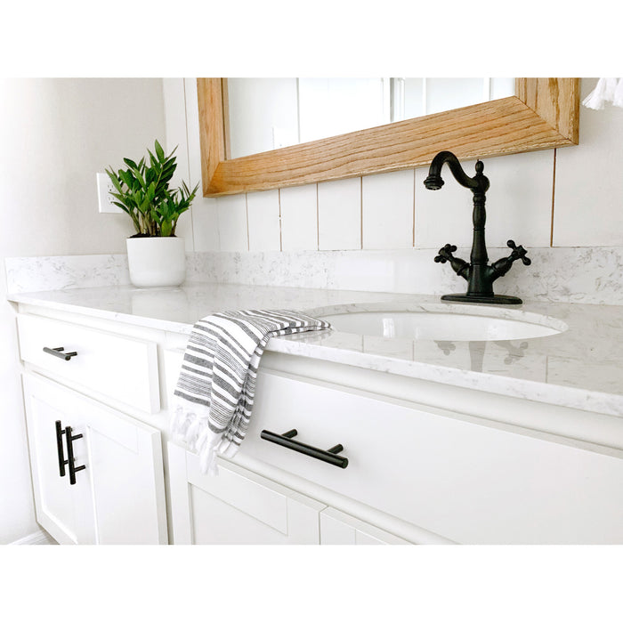 Kingston Heirloom KS1430AX - Heritage Double-Handle 1-or-3 Hole Deck Mount 4-Inch Centerset Bathroom Faucet with Brass Pop-Up, Matte Black