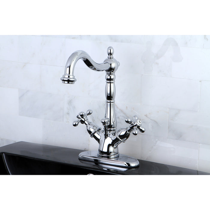 Kingston Heirloom KS1431AX - Heritage Double-Handle 1-or-3 Hole Deck Mount 4-Inch Centerset Bathroom Faucet with Brass Pop-Up, Polished Chrome