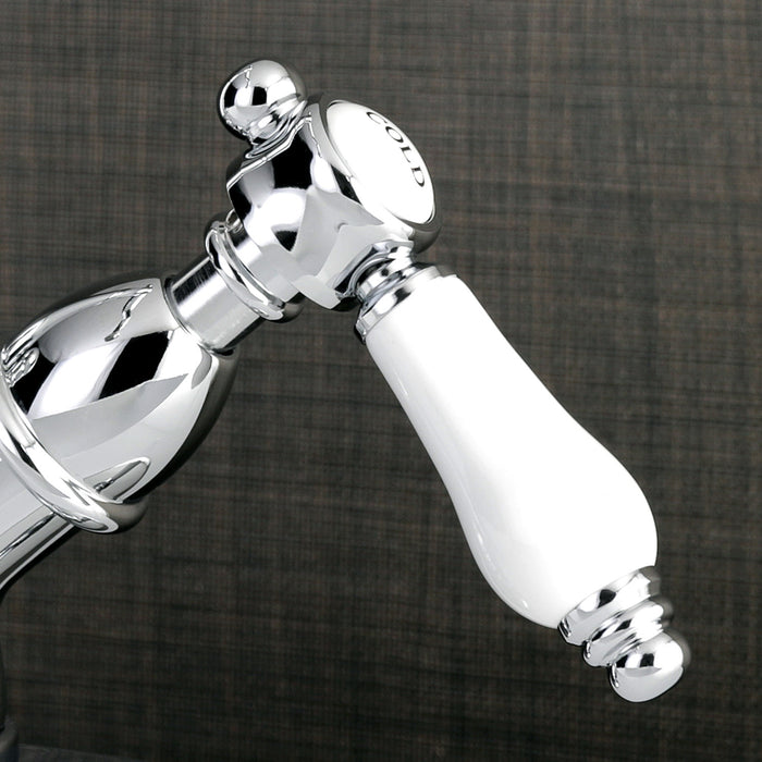 Kingston Heirloom KS1431BPL - Bel-Air Double-Handle 1-or-3 Hole Deck Mount 4-Inch Centerset Bathroom Faucet with Brass Pop-Up, Polished Chrome