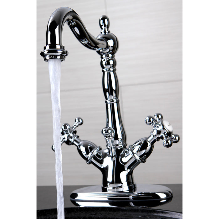 Kingston Heirloom KS1431BX - Vintage Double-Handle 1-or-3 Hole Deck Mount 4-Inch Centerset Bathroom Faucet with Brass Pop-Up, Polished Chrome