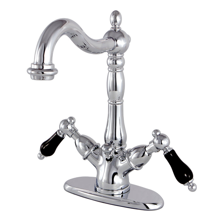 Kingston Heirloom KS1431PKL - Duchess Double-Handle 1-or-3 Hole Deck Mount 4-Inch Centerset Bathroom Faucet with Brass Pop-Up, Polished Chrome