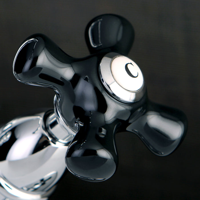 Kingston Heirloom KS1431PKX - Duchess Double-Handle 1-or-3 Hole Deck Mount 4-Inch Centerset Bathroom Faucet with Brass Pop-Up, Polished Chrome