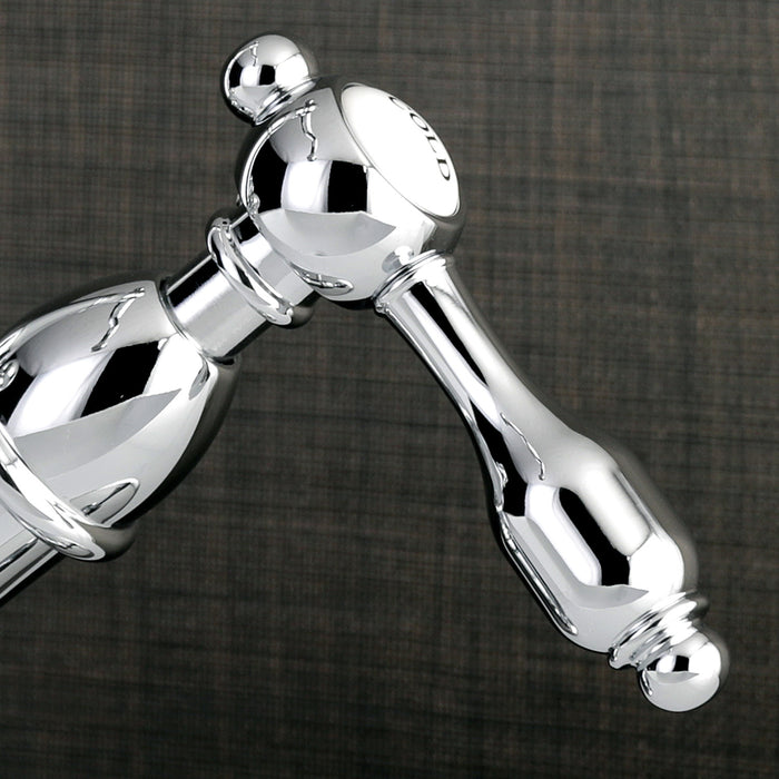 Kingston Heirloom KS1431TAL - Tudor Double-Handle 1-or-3 Hole Deck Mount 4-Inch Centerset Bathroom Faucet with Brass Pop-Up, Polished Chrome