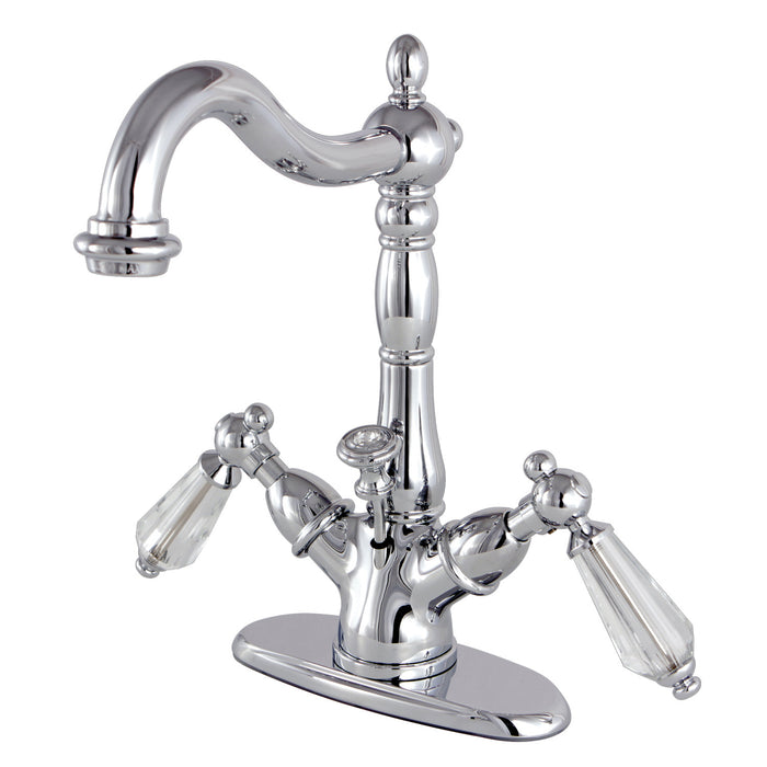 Wilshire KS1431WLL Double-Handle 1-or-3 Hole Deck Mount 4-Inch Centerset Bathroom Faucet with Brass Pop-Up, Polished Chrome