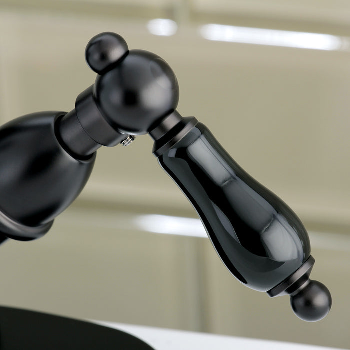 Kingston Heirloom KS1435PKL - Duchess Double-Handle 1-or-3 Hole Deck Mount 4-Inch Centerset Bathroom Faucet with Brass Pop-Up, Oil Rubbed Bronze