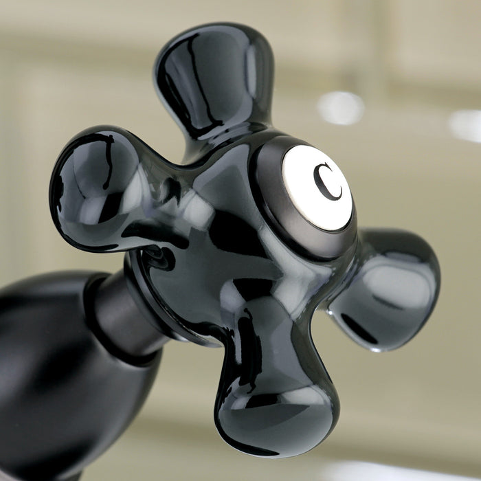 Kingston Heirloom KS1435PKX - Duchess Double-Handle 1-or-3 Hole Deck Mount 4-Inch Centerset Bathroom Faucet with Brass Pop-Up, Oil Rubbed Bronze