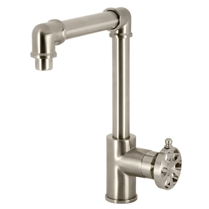 Kingston Sona KS144RXBN - Belknap One-Handle 1-Hole Bathroom Faucet with Push Pop-Up Drain, Brushed Nickel