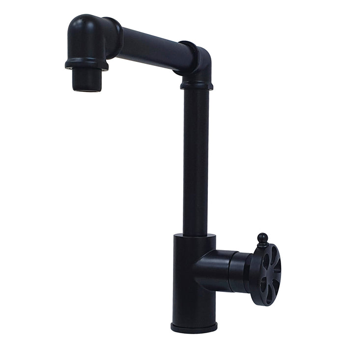 Kingston Sona KS144RXMB - Belknap One-Handle 1-Hole Bathroom Faucet with Push Pop-Up Drain, Matte Black