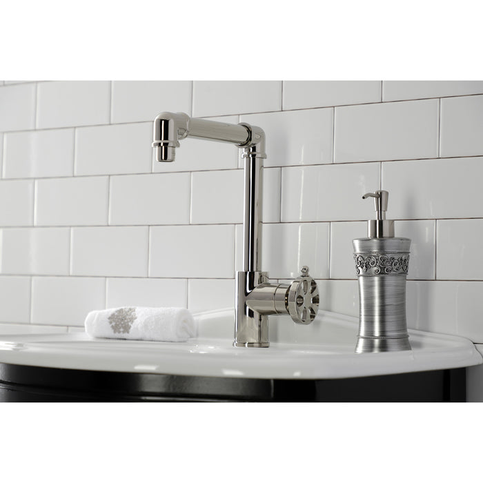 Kingston Sona KS144RXPN - Belknap One-Handle 1-Hole Bathroom Faucet with Push Pop-Up Drain, Polished Nickel