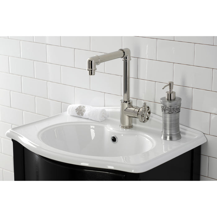 Kingston Sona KS144RXPN - Belknap One-Handle 1-Hole Bathroom Faucet with Push Pop-Up Drain, Polished Nickel