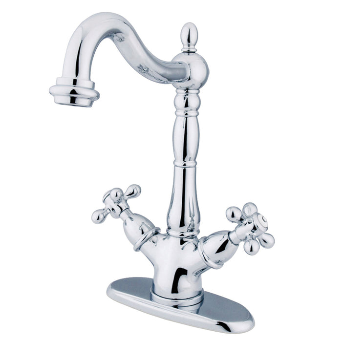 Kingston Heirloom KS1491AX - Heritage Two-Handle 1-or-3 Hole Deck Mount Vessel Faucet, Polished Chrome