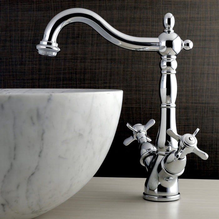 Kingston Heirloom KS1491BEX - Essex Two-Handle 1-or-3 Hole Deck Mount Vessel Faucet, Polished Chrome