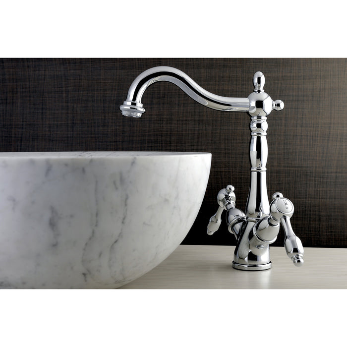 Kingston Heirloom KS1491TAL - Tudor Two-Handle 1-or-3 Hole Deck Mount Vessel Faucet, Polished Chrome