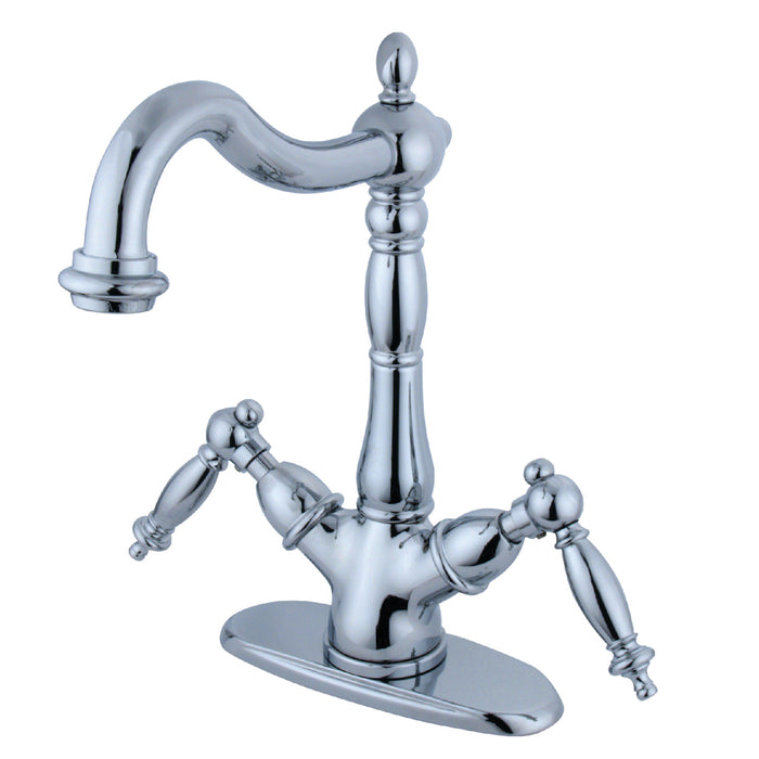 Kingston Tulare KS1491TL - Heritage Two-Handle 1-or-3 Hole Deck Mount Vessel Faucet, Polished Chrome